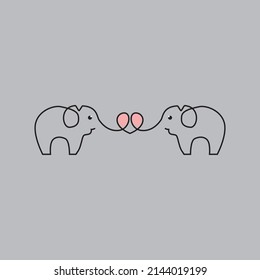 TWO ELEPHANTS IN LOVE LINE