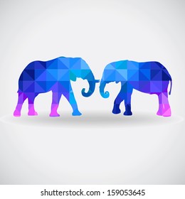 Two elephants love silhouettes