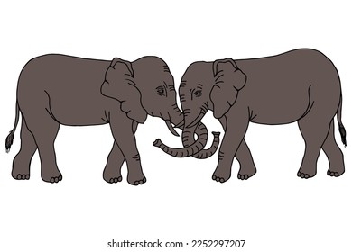 Two elephants. Vector stock illustration eps10.