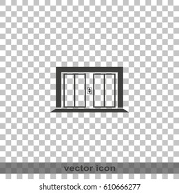 Two elevators doors with buttons icon.