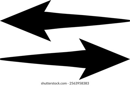 Two elongated black arrows are pointing in opposite directions, creating a dynamic visual suggesting opposing forces, choices, or a two way exchange