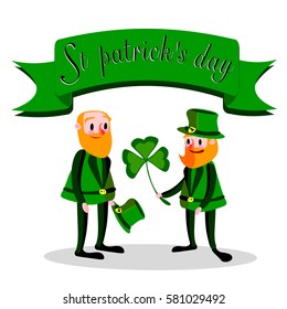 Two elves with a shamrock on Saint Patrick's Day