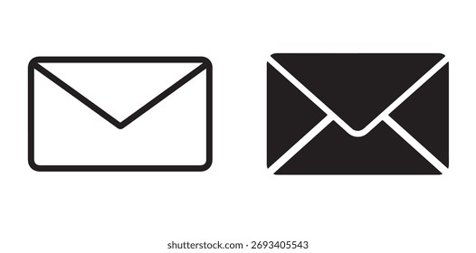 Dos iconos del email aislados en el fondo blanco, uno lleno