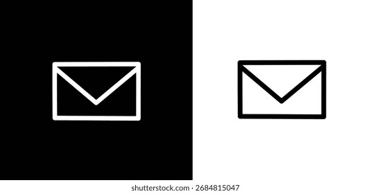 Two email icons, one white on black, the other black on white, side by side.
