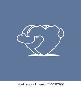 Two embracing hearts line symbol. Vector illustration, easy editable.