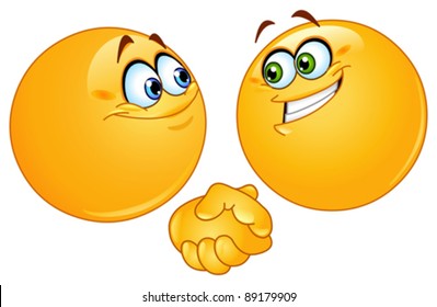 Two emoticons shaking hands