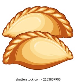 two empanadas vector illustration on white background. cartoon illustration of empanadas