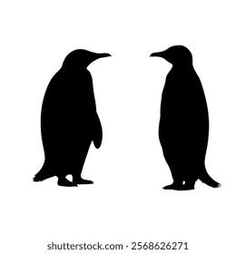 Two emperor penguin silhouette icon vector illustration design on white background.