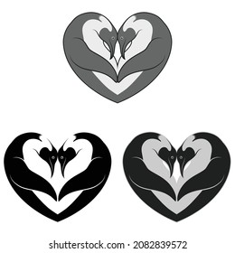 Two Emperor Penguins Heart Shape Design, Heart Shaped Animals