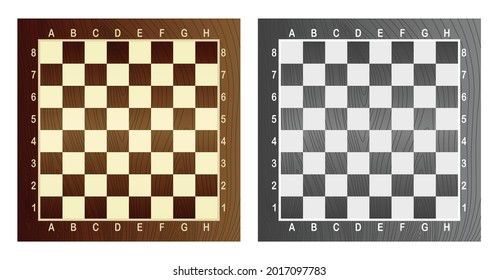 Two empty chess board. Concept of graphic vector illustration. Art design checkered, checkerboard or chessboard