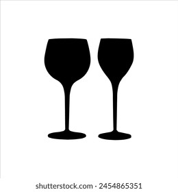 Two empty glass silhouette isolated on white background. Glass icon vector illustration.