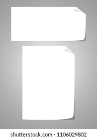 Two empty paper sheet with curled corner - A4 sheet
