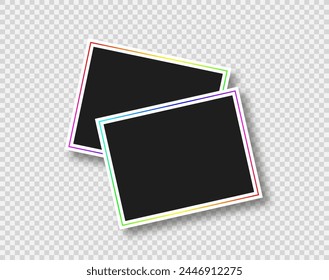Two empty photo frames composition. Vector realistic mockup.