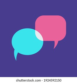 two empty phrase bubbles on a blue background. vector illustration. cloud of words, message, dialogue.