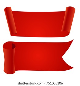 Two empty ribbon banners, isolated on white background, vector illustration. Poster, card or brochure template.