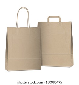 Two empty shopping brown bags. Vector EPS10
