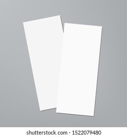 Two Empty White Vertical Tickets, Menu Or Price List. Top View. EPS10 Vector