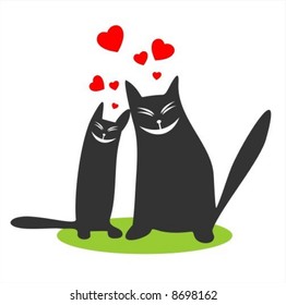 Cats Love Vector Fun Cartoon Illustration Stock Vector Royalty Free