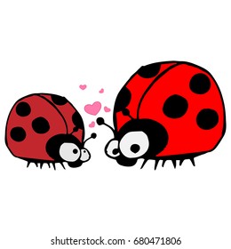 Two enamored ladybugs. Icon of ladybug. Vector illustration.