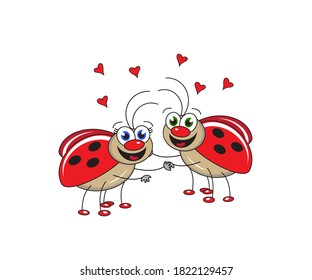 Two Enamored Ladybugs On White Background Stock Vector (Royalty Free ...