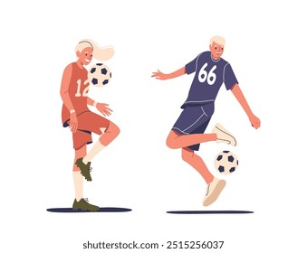 Two Energetic Football Players Showcasing Dynamic Poses And Skillful Moves With The Ball. Both Players Express Joy