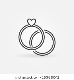 Two Engagment Rings vector concept line icon. Wedding Rings symbol in outline style