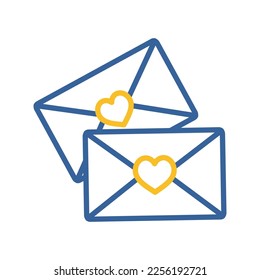 Two envelope icon. Love Letter. Valentines day symbol. Vector illustration, romance elements. Sticker, patch, badge, card for marriage, wedding