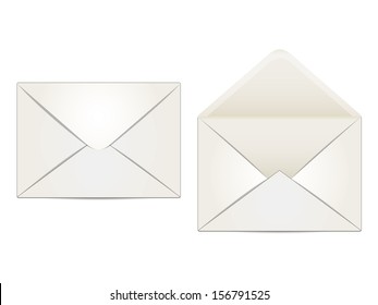two envelopes beige, indoor and outdoor, on a white background