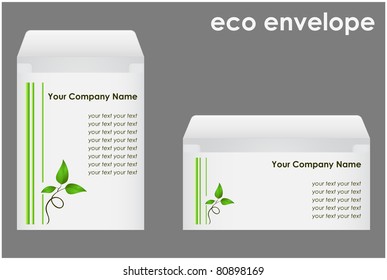 Two envelopes with green shoots executed in corporate style