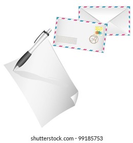 two envelopes paper and pen
