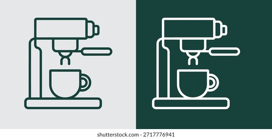 zwei Espressomaschinen einzeln auf transparentem Hintergrund, einzeln auf weißem Hintergrund, Vektorgrafik, Illustration