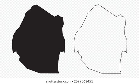 Dois mapas vetoriais da Suazilândia Eswatini silhueta preta sólida e contorno branco lado a lado