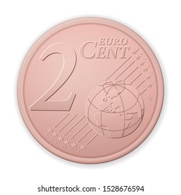 Two euro cent on a white background. Vector illustration.