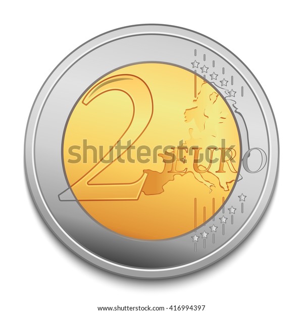 Two euro coin vector illustration isolated on\
white background