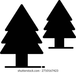 Two evergreen pine trees silhouette