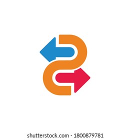 two exchange opposite arrows geometric design logo vector