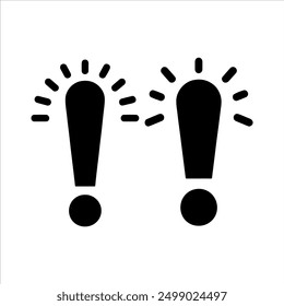 Silueta de dos signos de exclamación sobre fondo blanco. Diseño de Ilustración vectorial de signo de signo de exclamación.