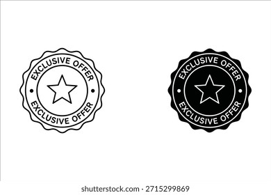 Dos insignias exclusivas de la oferta con los símbolos de la estrella en blanco y negro