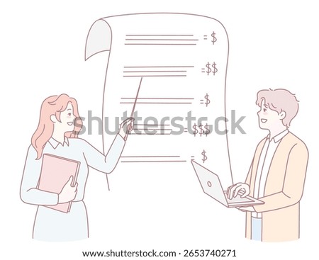 Two experienced professionals are engaged in a discussion regarding financial data within a business environment