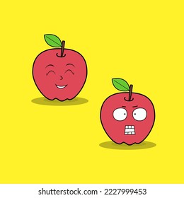 Two expression of apple in vector illustration
