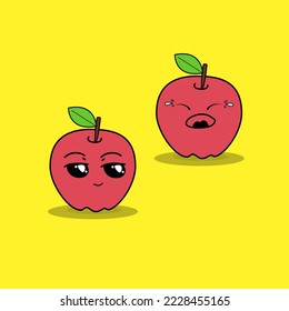 Two expression of apple in vector illustration