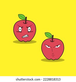 Two expression of apple in vector illustration