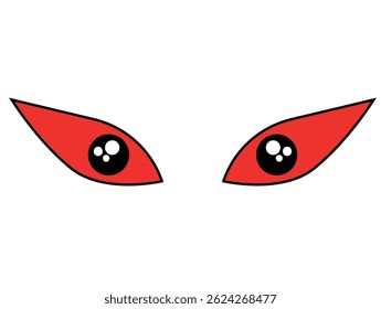 two eye objects staring sharply ahead with a bright red color