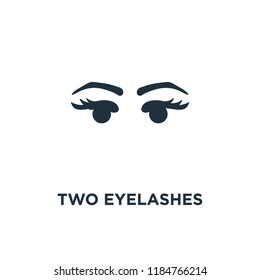 Two Eyelashes icon. Black filled vector illustration. Two Eyelashes symbol on white background. Can be used in web and mobile.
