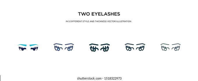 two eyelashes icon in different style and thickness vector illustration. two colored and black two eyelashes vector icons in filled, outline, line, stroke style can be used for web, mobile, ui