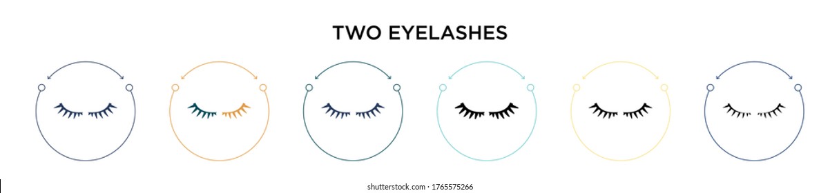 Zwei Wimpern-Icon in gefüllt, dünne Linie, Umriss und Strich-Stil. Vektorgrafik zweier farbiger und schwarzer Wimpern-Vektorsymbole kann für mobile, iPhone-, web-basierte