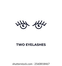 two eyelashes outline icon. Linear vector from beauty concept. Thin line two eyelashes icon isolated on white background