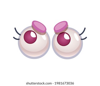 Two eyes with angry suspicious expression for cartoon character isolated vector illustration