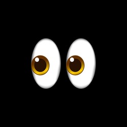 Two Eyes Emoji. Mysterious Funny Eyes. Isolated In Black Background Vector Illustration