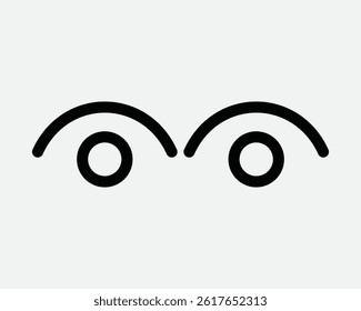 Two Eyes Line Icon Watching Watch Observe Look Observation Outline Shape Graphic Illustration Artwork Vector CCTV Investigation Cartoon Looking